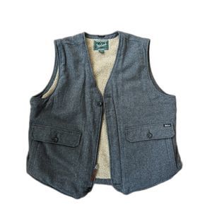 Vintage Woolrich Vest Jacket Coat Mens XL Gray Sherpa Lined Warm Wool GUC!